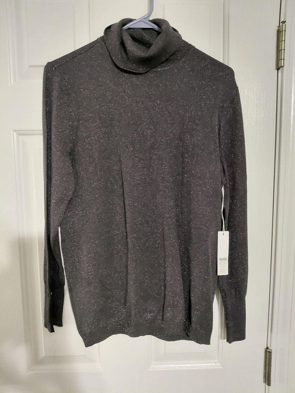 Chico's Dark Charcoal Shimmer Turtleneck Sweater